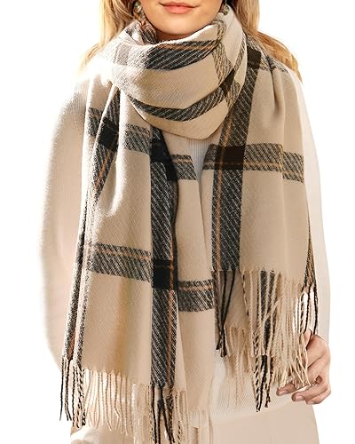FURTALK Winter Scarf for Women Shawl Soft Tassel Plaid Large
