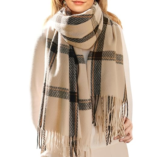 FURTALK Winter Scarf for Women Shawl Soft Tassel Plaid Large Oversized Scarves Wraps