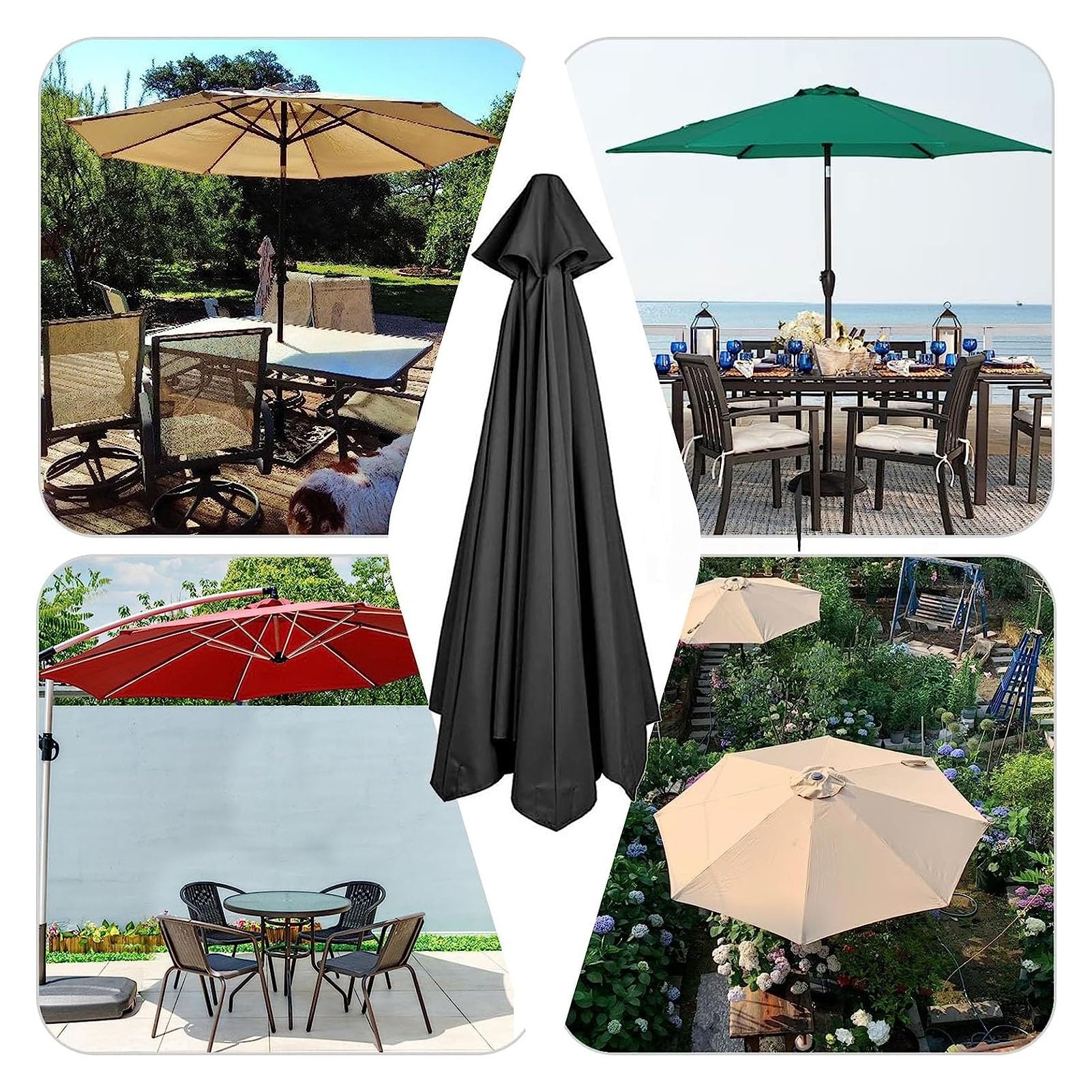 Replacement Umbrella Canopy for 10ft 8 Ribs Cantilever, Outdoor Parasol Umbrella Replacement Cover, UV30+ Protection, Anti-ultraviolet, Waterproof (Color : Beige)