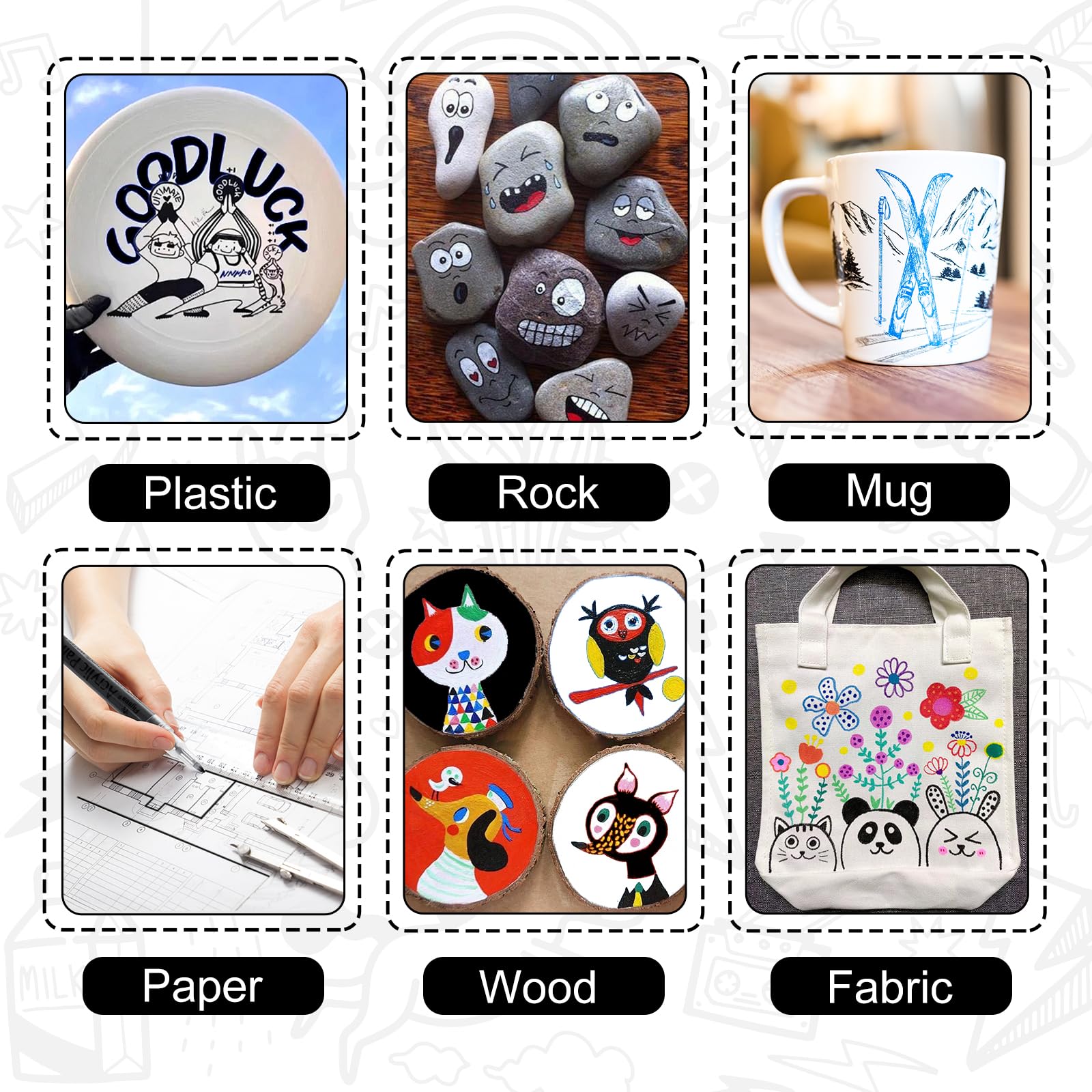 Light-Marqueurs Permanents à Pointe Fine Blanc Paquet De 2 Idéal Pour