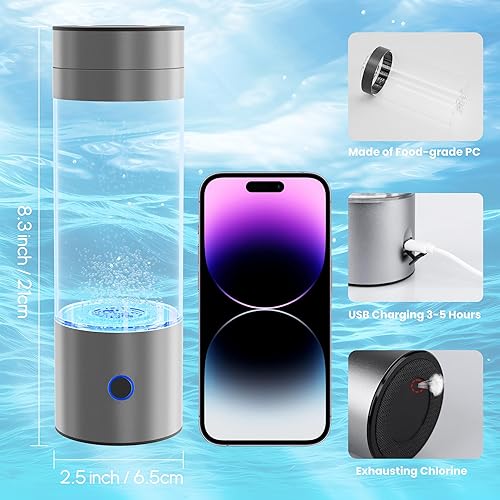 Miniatura 7 de Botella de agua de hidrógeno 3 en 1 mejorada 2025, máquina portátil de agua rica en hidrógeno de 3000 PPB con tecnología SPE PEM, máquina ionizadora