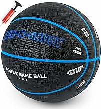 Spin-N-Shoot Basketball, Horse Game Ball with Gameplay Instructions, Indoor Outdoor Basketball for Women Boys and Girls, Official Size 6 (28.5''), Pump and Needle Included