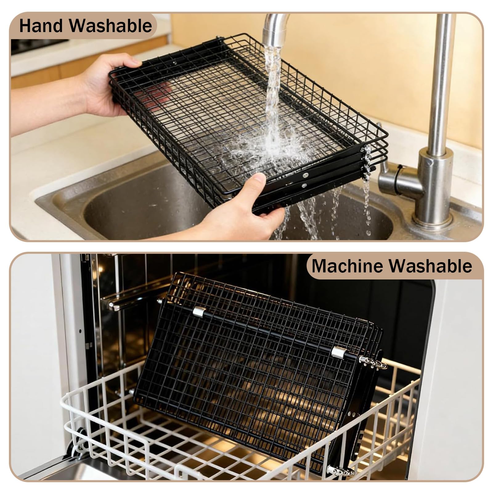 Grille de Refroidissement Pâtisserie 4 Niveaux Pliable, Hauteur Réglable, Four et Lave-Vaisselle Safe