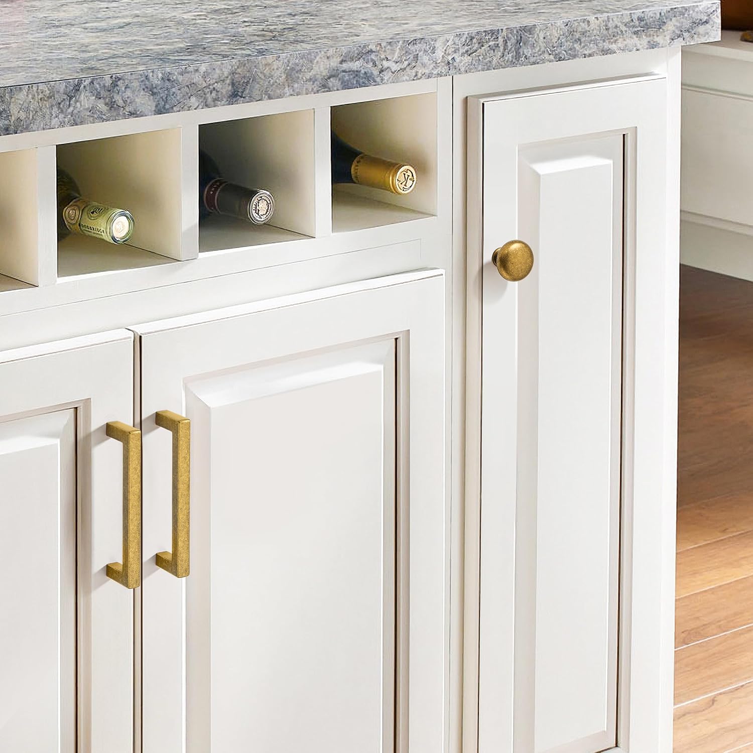 khtumeware 1-1/4 (32 mm) 10 Pack Drawer Pulls Antique Brass Cabinet Knobs Kitchen Hardware Cabinet Handles Drawer Handles Knobs. (10 Pack, knob, Antique Brass)