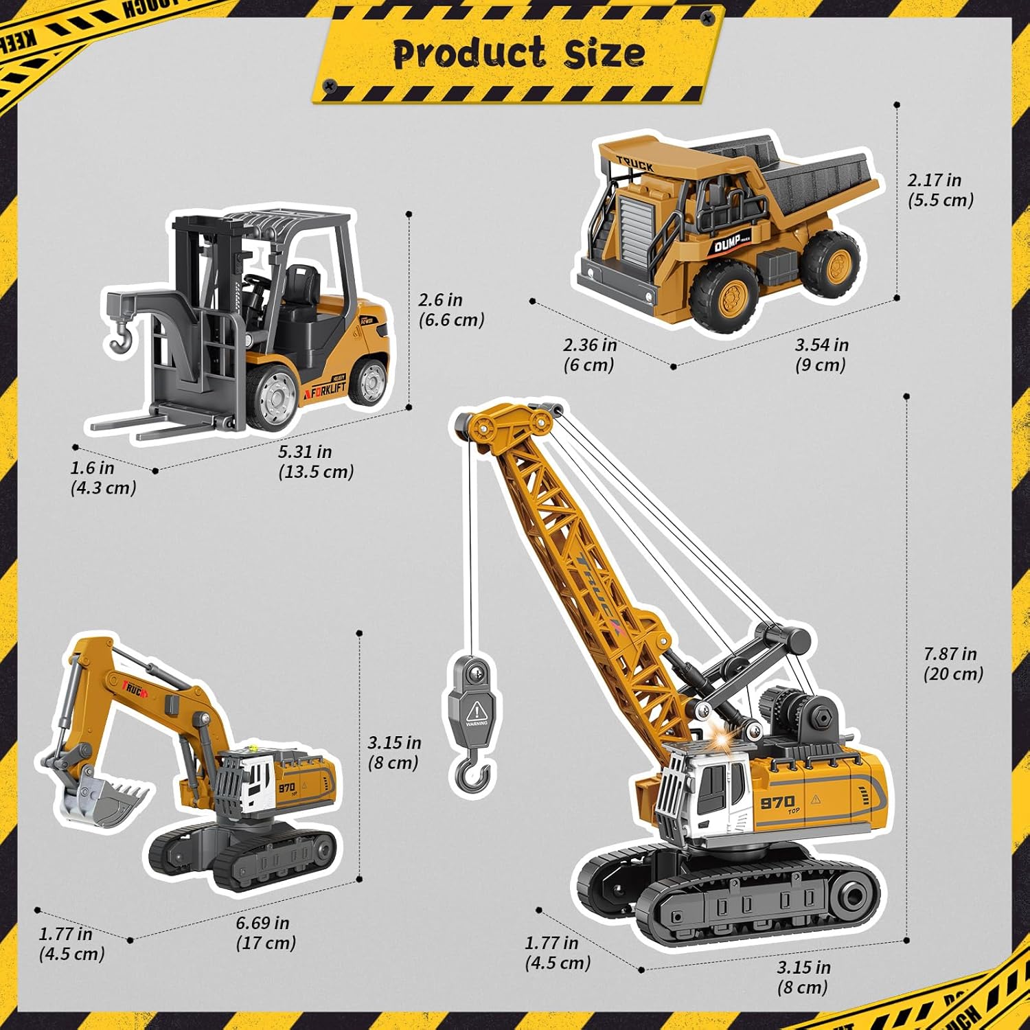 2 PCS Mini Remote Control Construction Vehicle Toy Set 1:64 Excavator and Dump Truck Toy Set with Lights Sounds & Traffic Sign & Construction Site Map Movable Parts GIFS for Kids & Adults