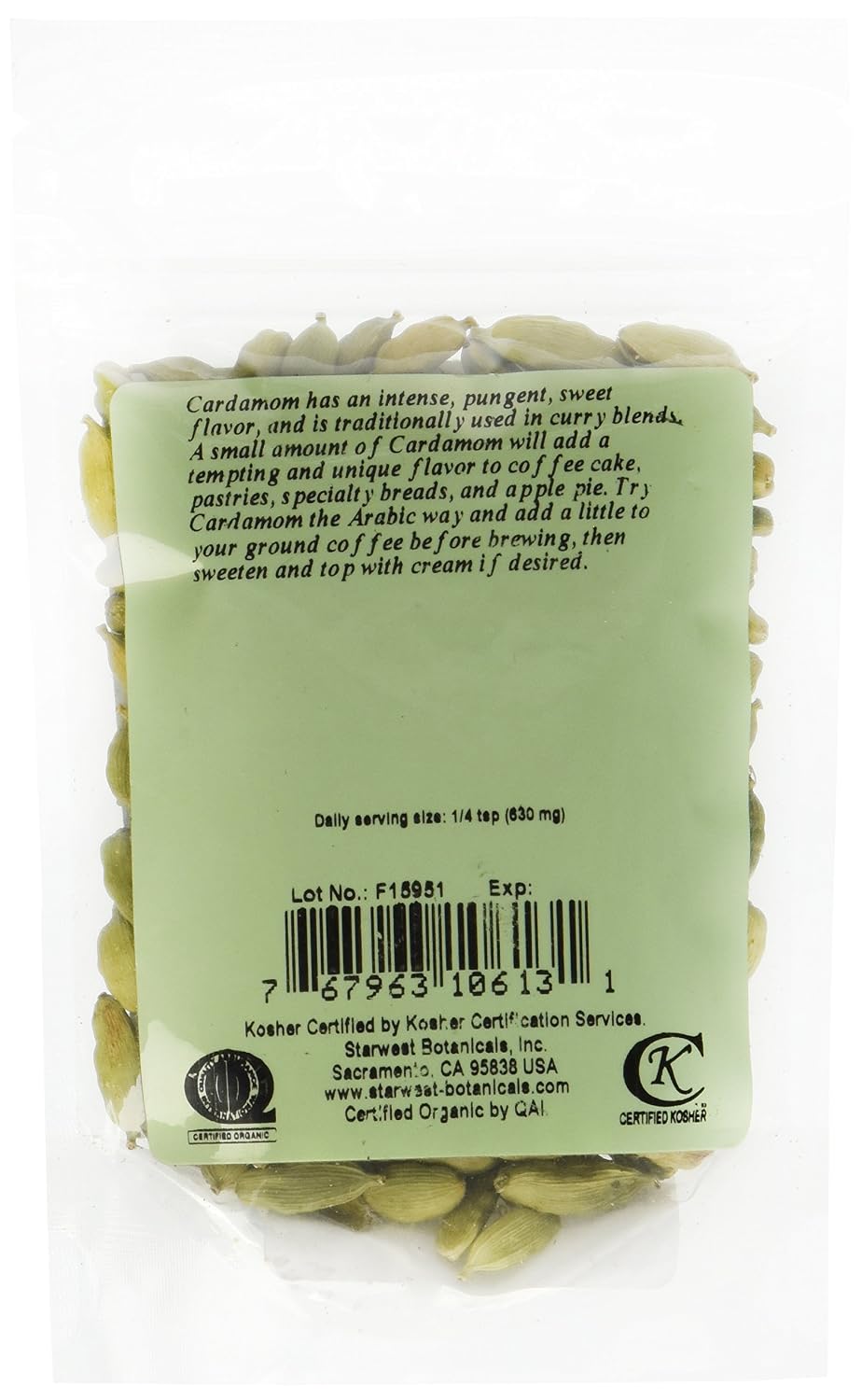 Cardamom Pods Whole Organic - 2 oz