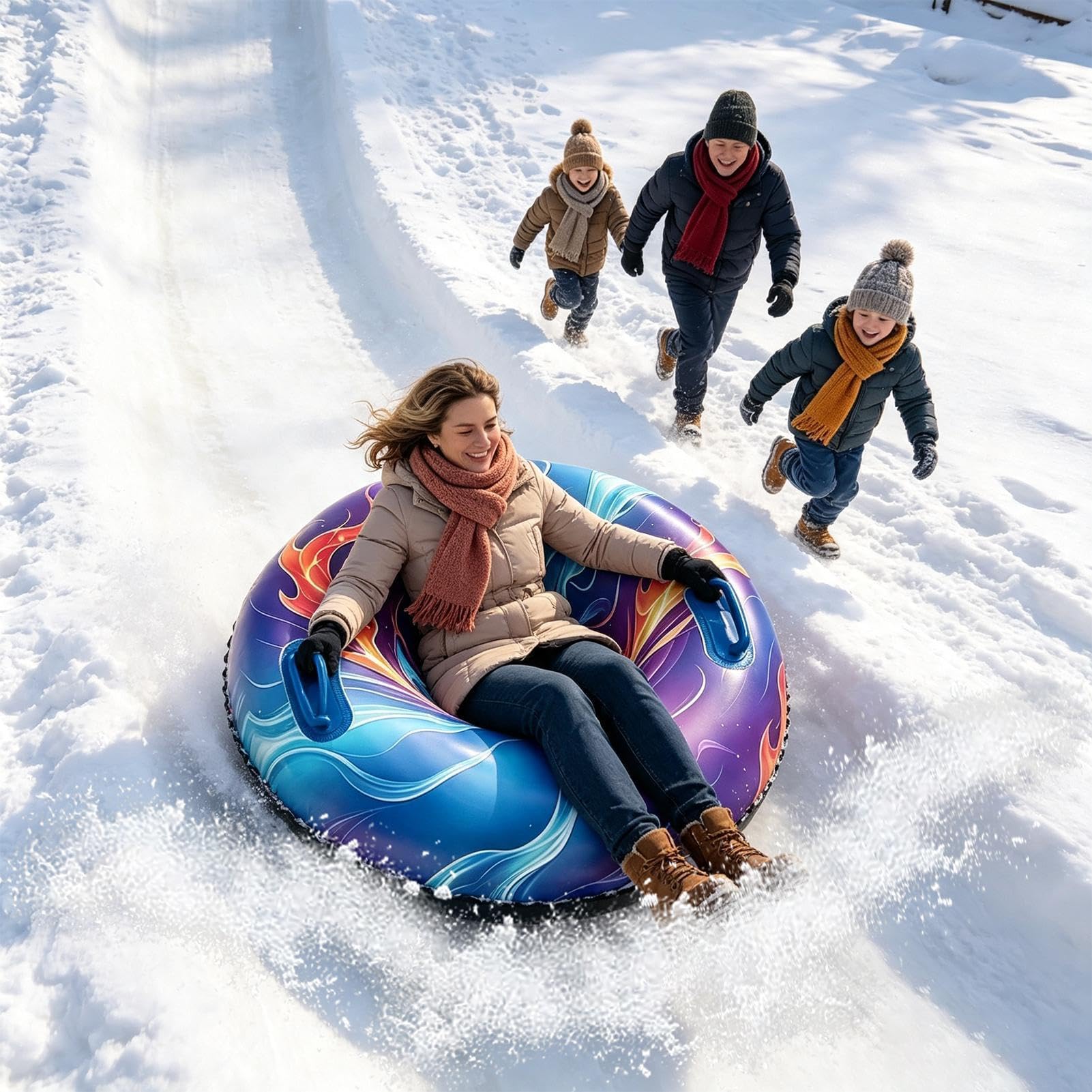 Snow - Tubi ultra resistenti per slittino gonfiabile e rimorchiabile con | Slittino Tubo Delle Neve Per La Stagione Inverno, Sci, Lago, Fiume, Piscina, Spiaggia E Parco Tempo Libero All'aperto