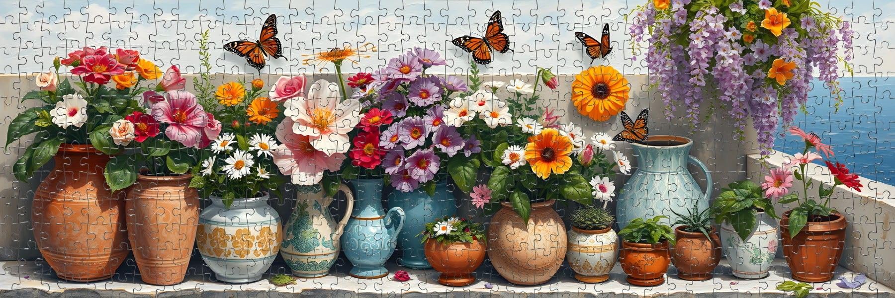Nova Puzzle 1000 Parça Deniz ve Çiçek Armonisi Panorama Puzzle