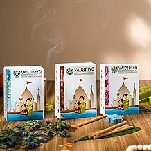 Vaidibhyo Luxury Bambooless Incense Sticks | Sandalwood, Rose & Jasmine | Combo Pack of 3 | 40 Dhoop Sticks in Each Packet | Herbal |Outdoor Use| Eco-Friendly Packaging | 3 Free Stands Inside
