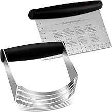Anaeat Dough Blender and Pastry Bench Scraper Set, Dough Cutter Chopper and Pastry Blender with Stainless Steel Blades and Measuring Scale - Multipurpose Kitchen Baking Tools for Pizza, Bread, Butter
