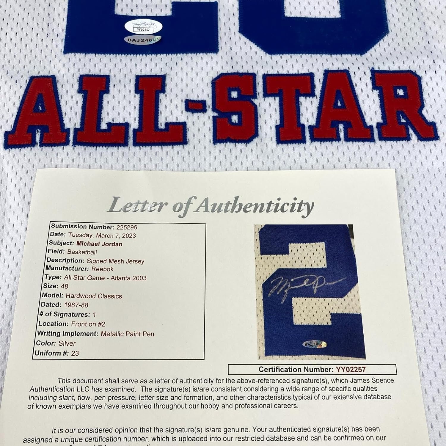 Michael Jordan Signed Authentic Reebok 2003 All Star Game Jersey UDA & JSA COA - Autographed NBA Jerseys