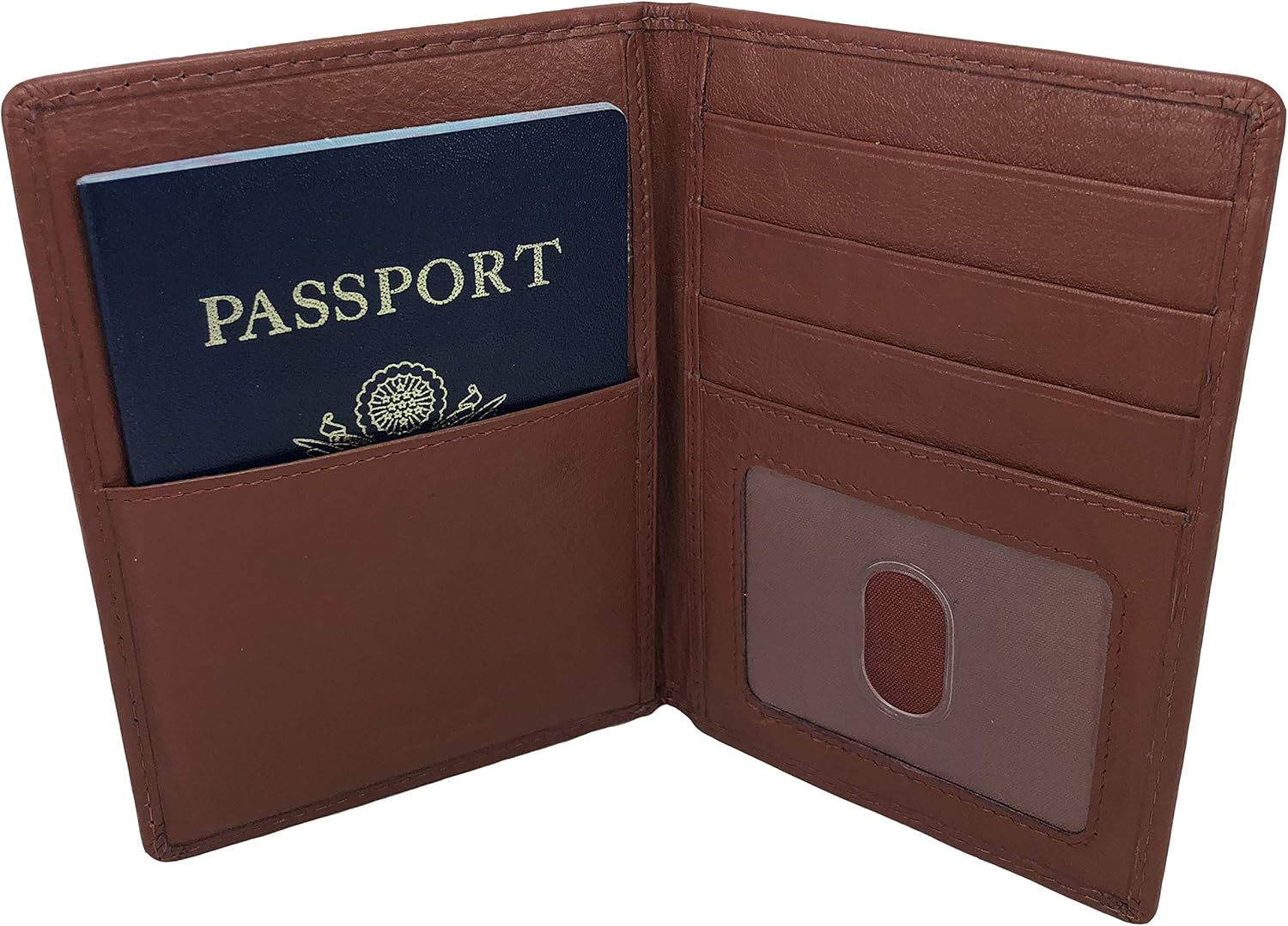 Paul & Taylor Personalized Monogram Leather RFID Protected Passport Wallet, Tan