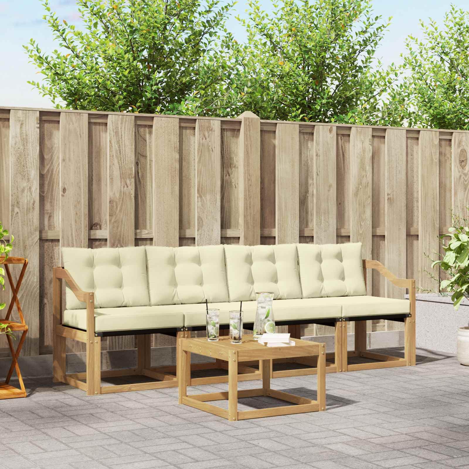Meubles de jardin modulables acacia crème pour optimiser l'espace de votre terrasse