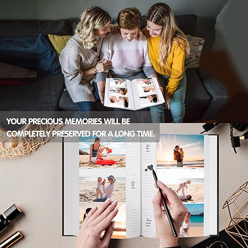 Miniatura 7 de Álbum de fotos de 4 x 6 pulgadas, 360 fotos con espacio de escritura, álbum de fotos de 4 x 6 pulgadas, cubierta de cuero con ventana frontal, álbum