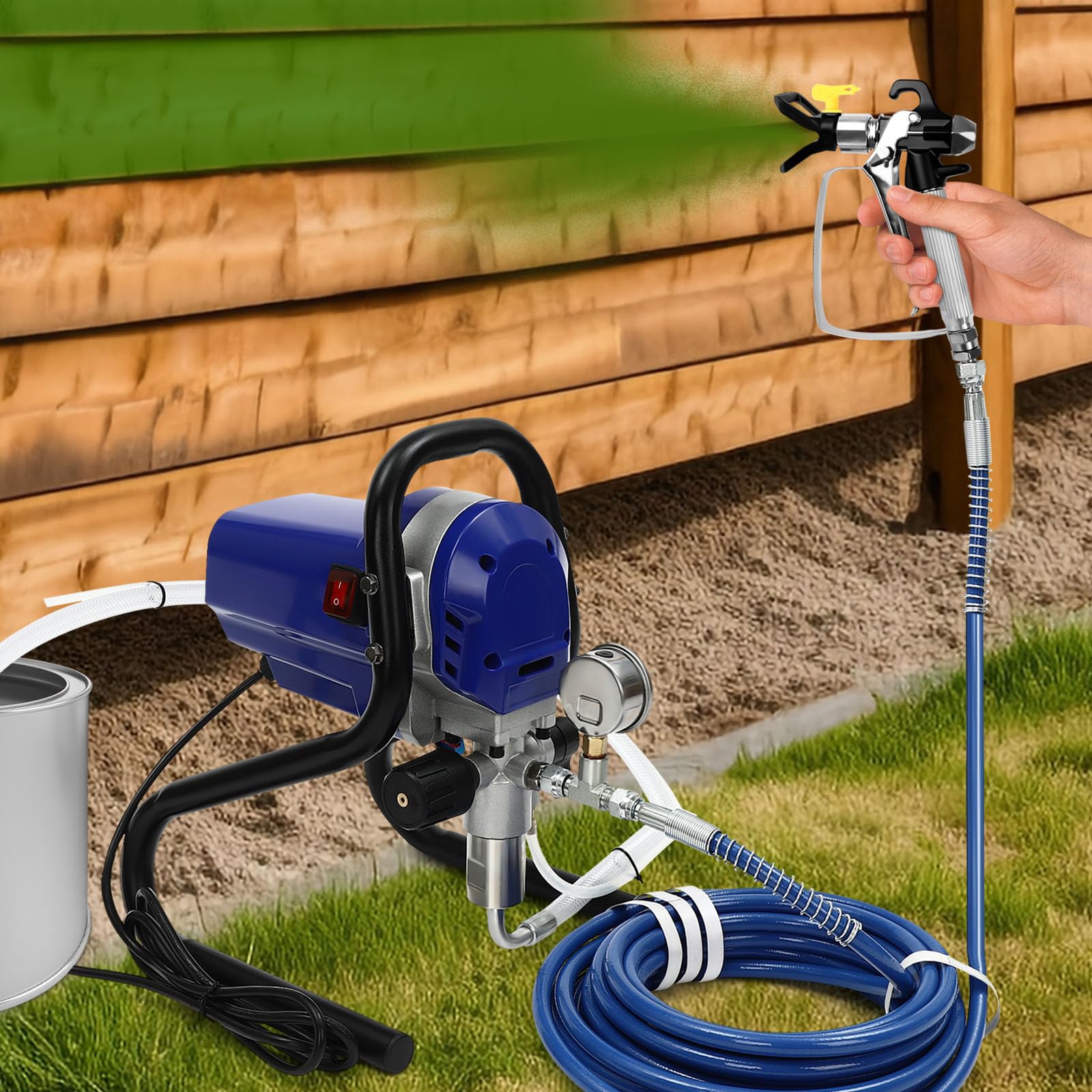 Komercyjny Airless agregat natryskowy do malowania Elektryczny pistolet natryskowy do ścian wewnętrznych 2900Psi W/29,53 stopy wąż