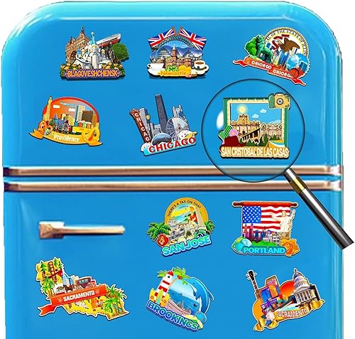 Miniatura 4 de Imán de San Cristóbal de las Casas, México, imán para nevera, 3D, monumentos de madera, recuerdos coleccionables, decoración hecha a mano -2086