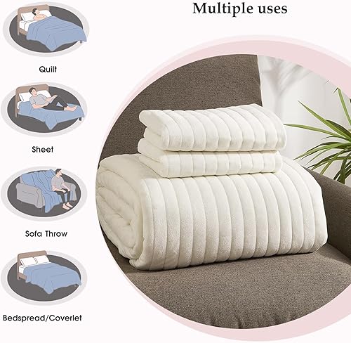 Miniatura 6 de Juego de edredón de terciopelo tamaño Queen, juego de cama acolchado suave, 2 fundas de almohada a juego, funda de cama ligera, colcha acolchada de