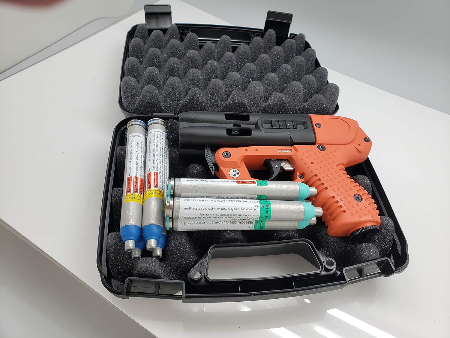 Piexon JPX4 C2 Orange LE with LED Laser - Compact Pepper Spray Gun Bundle,Safety Orange