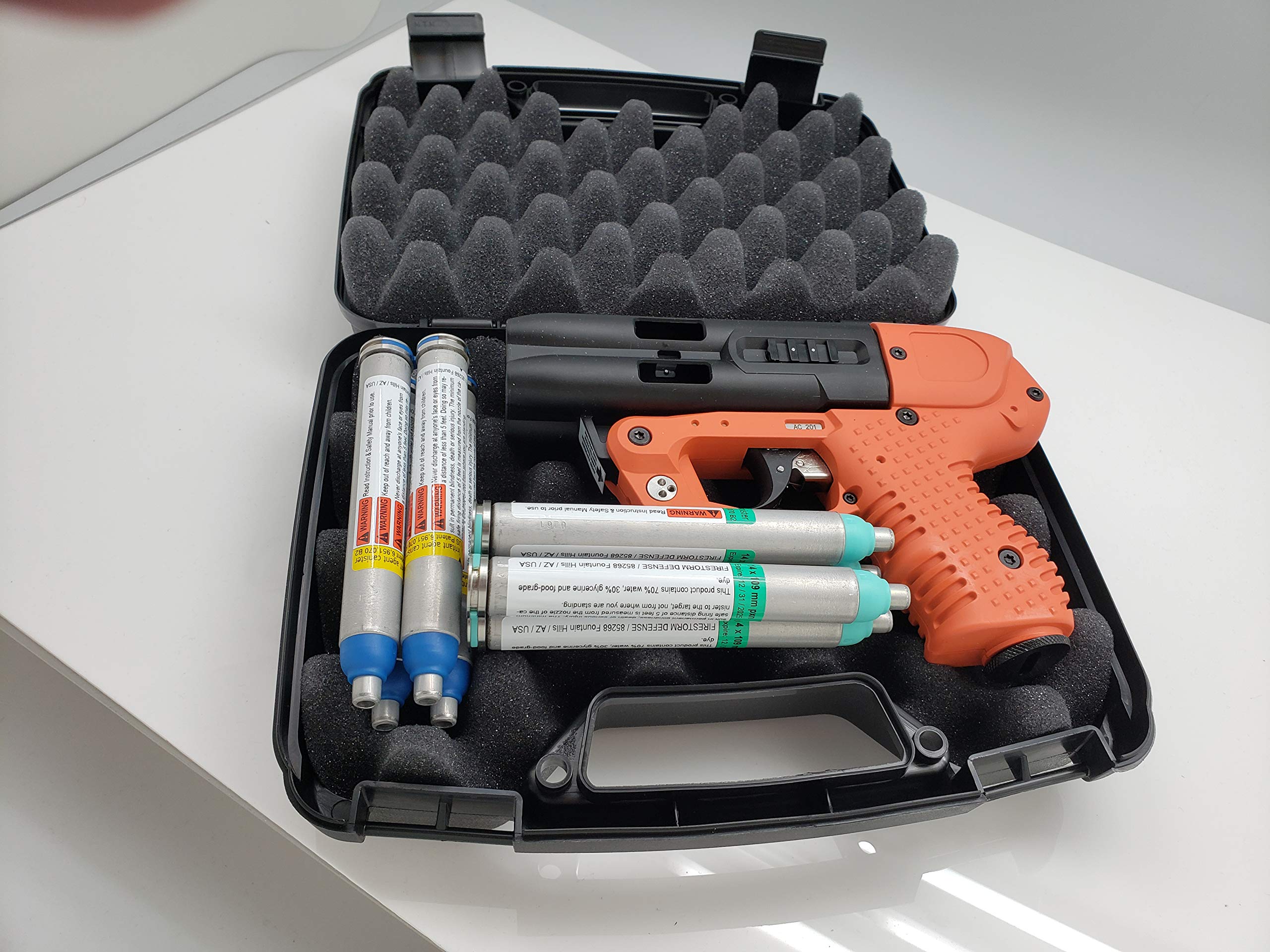 JPX4 C2 Orange LE with LED Laser - Compact Pepper Spray Gun Bundle,Safety Orange