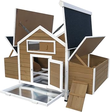 Wood Chicken Coop Backyard Hen House 4-8 Chickens with 6 Nesting Box New