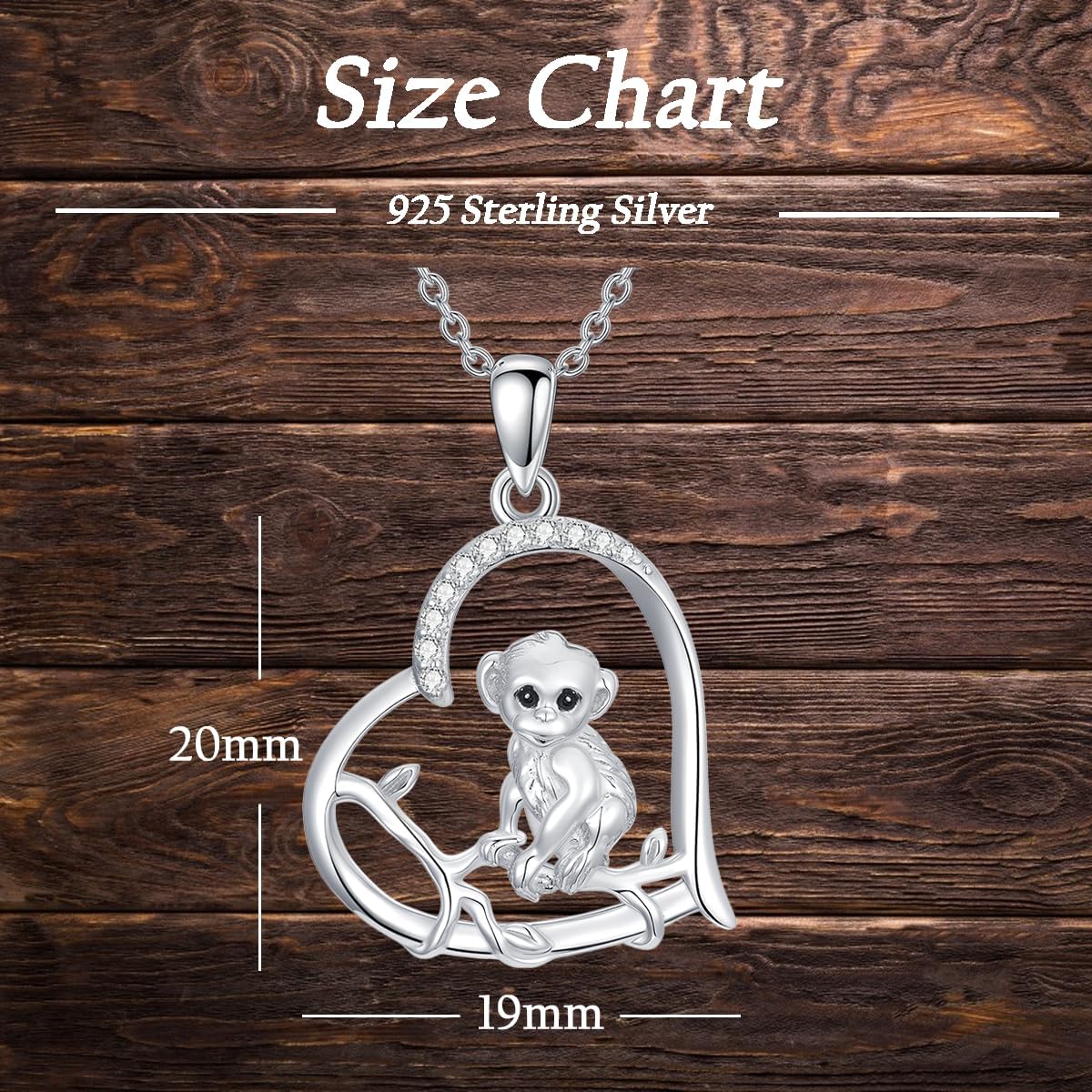 Diamond Monkey Necklace 925 Sterling Silver Cute Animal Necklace for Women with Lab Grown Diamond Gift for Birthday - Image 5