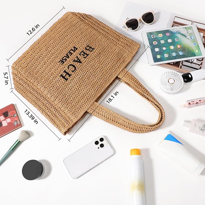 Bolso playero tejido para mujer verano grande miniatura 5