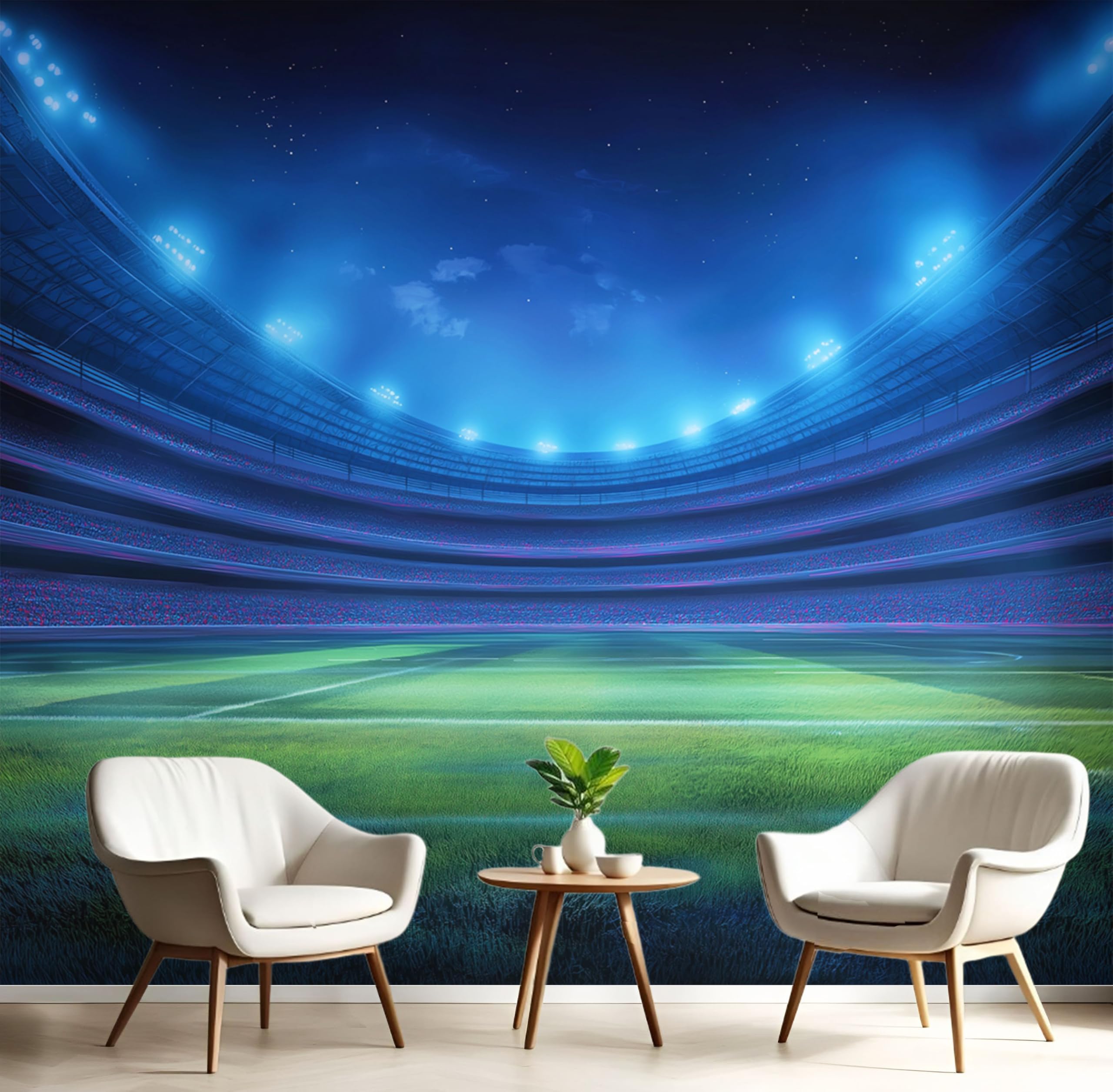 Papier peint terrain de football grand format déco mur TV
