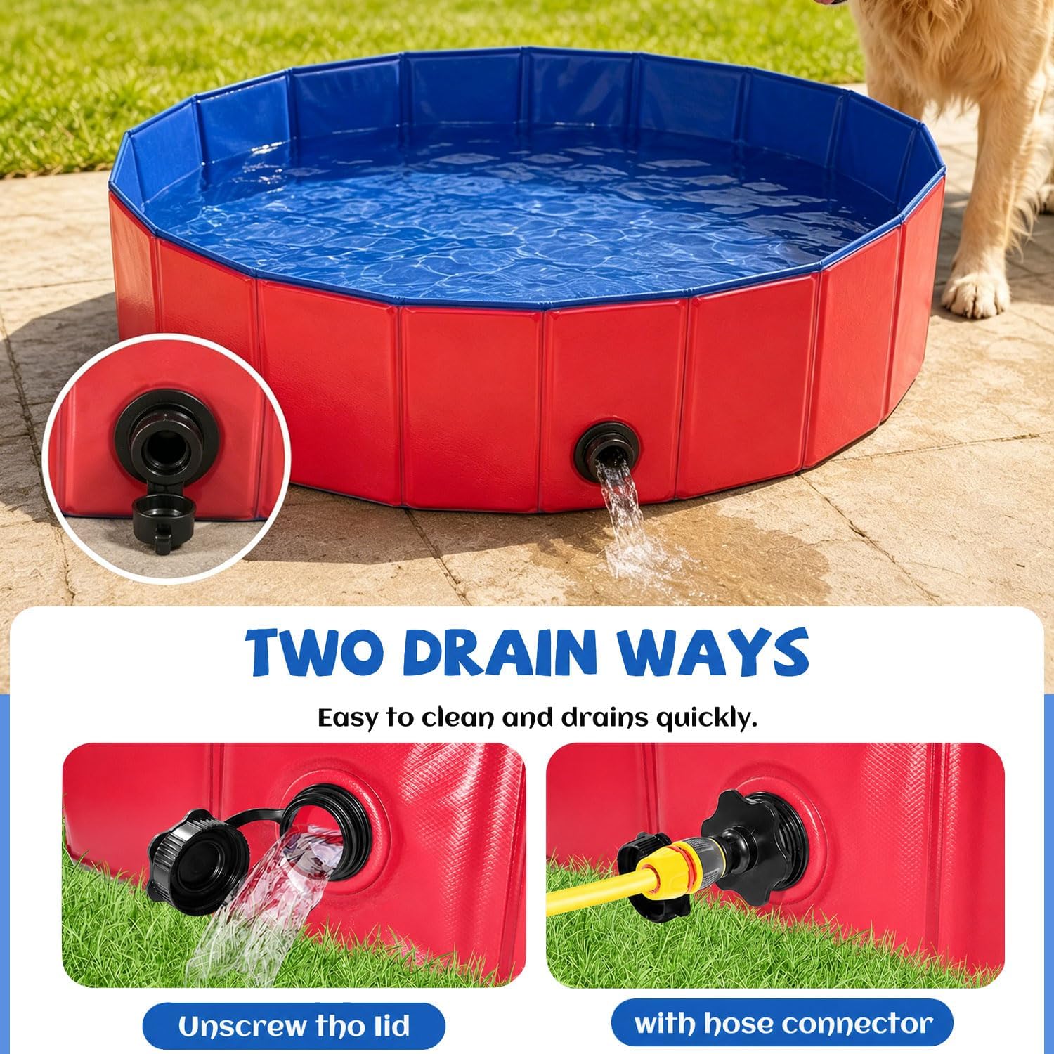 Piscina pieghevole per cani e gatti, piccola, 100 x 30 cm, robusta piscina per cani e gatti