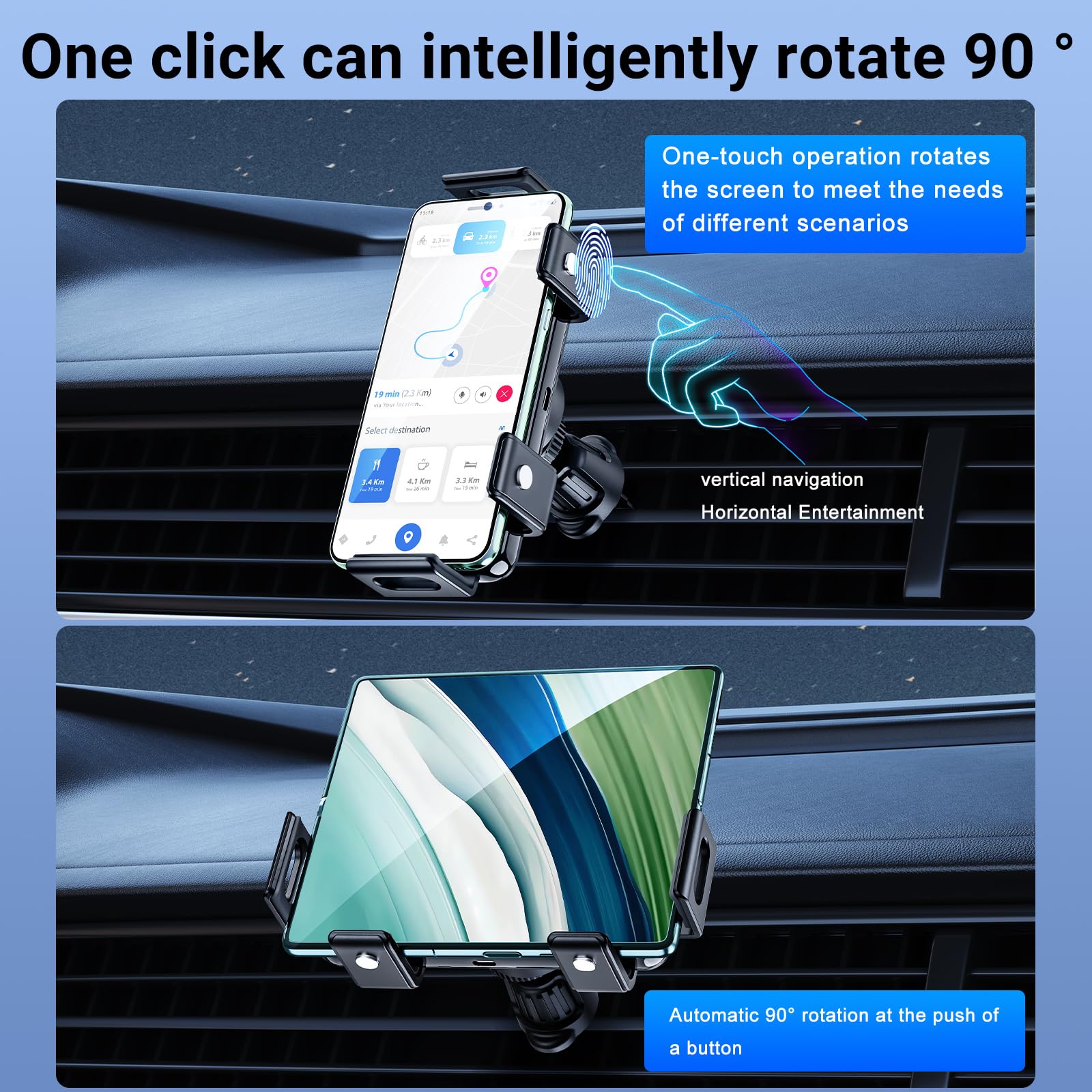 Caricabatteria da auto senza fili con sensore rapido, doppia bobina, supporto per telefono girevole automatico per Samsung Galaxy Z Fold 5/Z Fold 4/3/2 Oppo Find N2