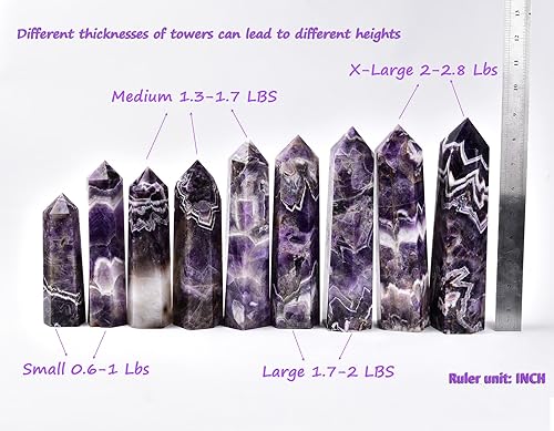 Miniatura 5 de AMOYSTONE Natural Dream - Varita de obelisco hexagonal de amatista puntiaguda, torre de 6 facetas, grande de 2 a 2.8 libras para curación de reiki,