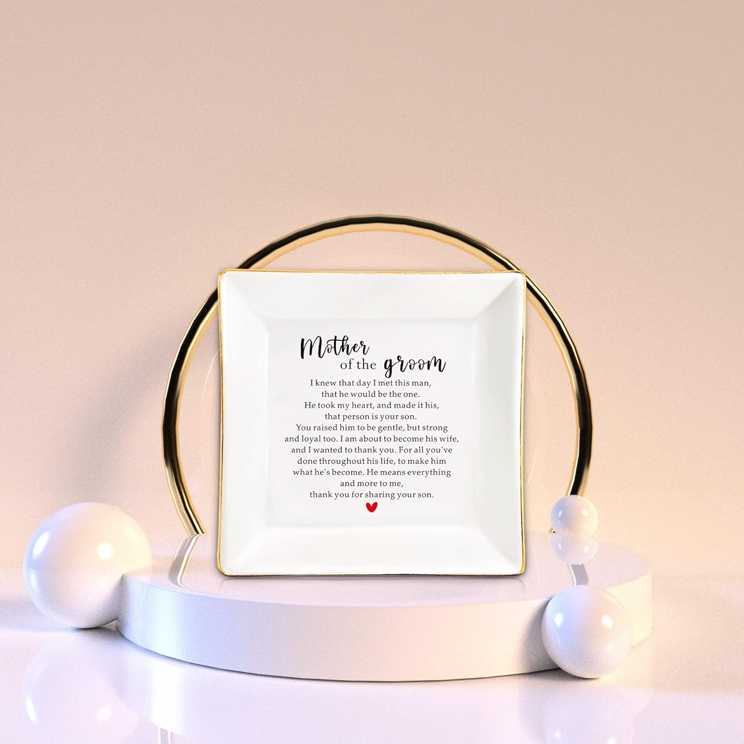 XJF Mother of The Groom Ceramic Jewelry Dish, Wedding Day Gift for Mother of The Groom from Groom Bride, Appreciation Gift for Mother - Image 5