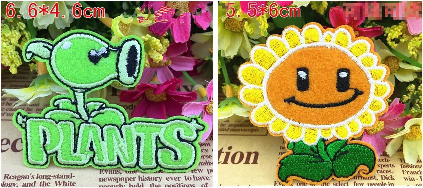 Plants Vs Zombies Embroidered Iron/sew on Patch Cloth Applique Set of 2 (Plants)