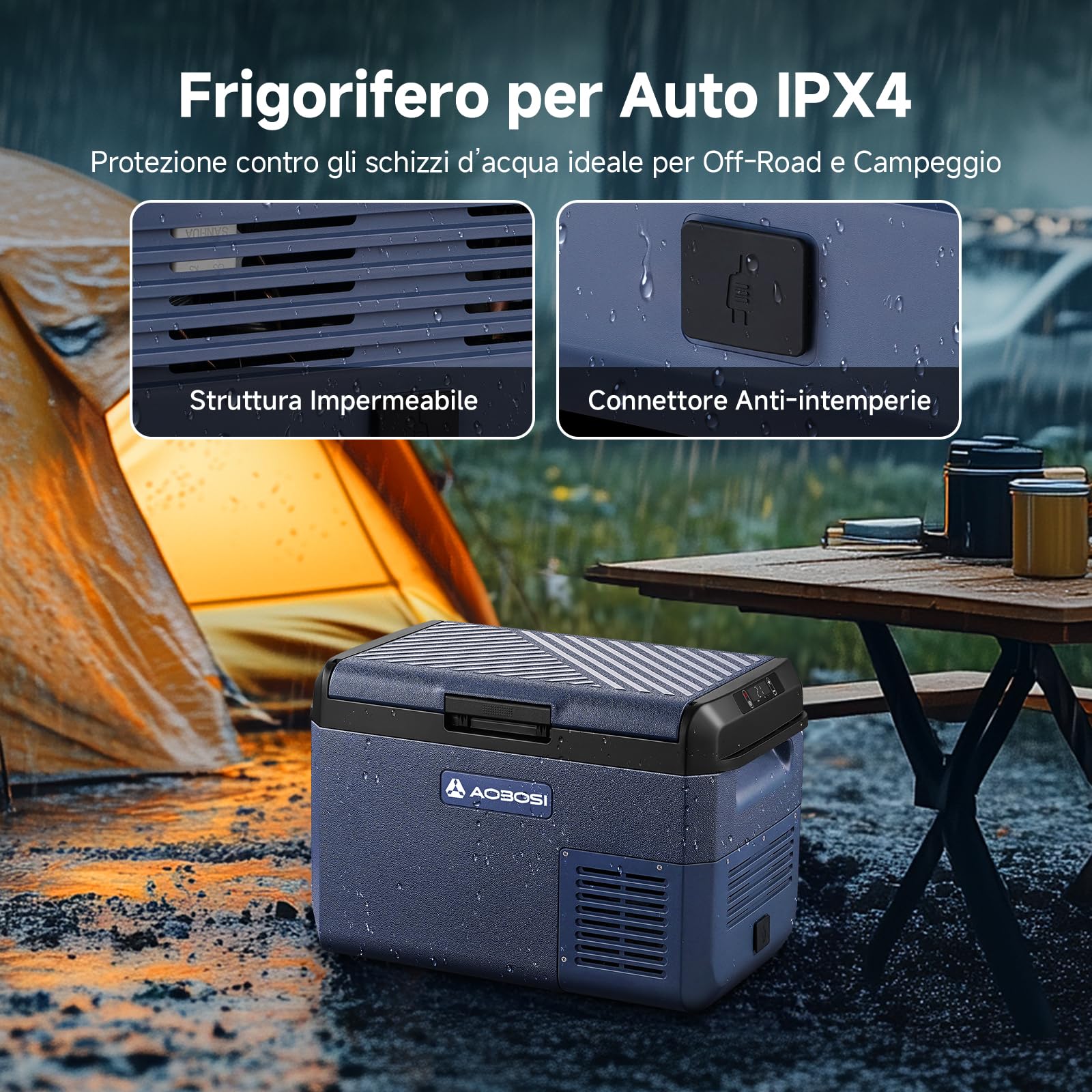 AAOBOSI Frigo Portatile 25L 12V/220V IPX4 Impermeabile -20°C a 20°C