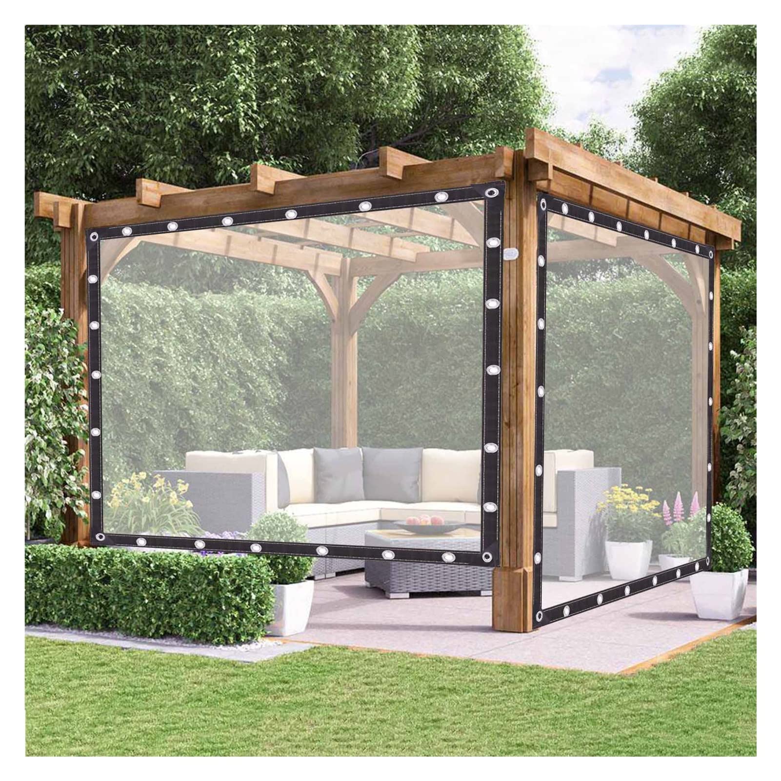 Wbbml Clear Outdoor Waterproof Curtains, Thermal Insulated Curtains With Eyelets Patio Curtains For Gazebo, Pergola, Customizable (Color : Size : 2X4m)