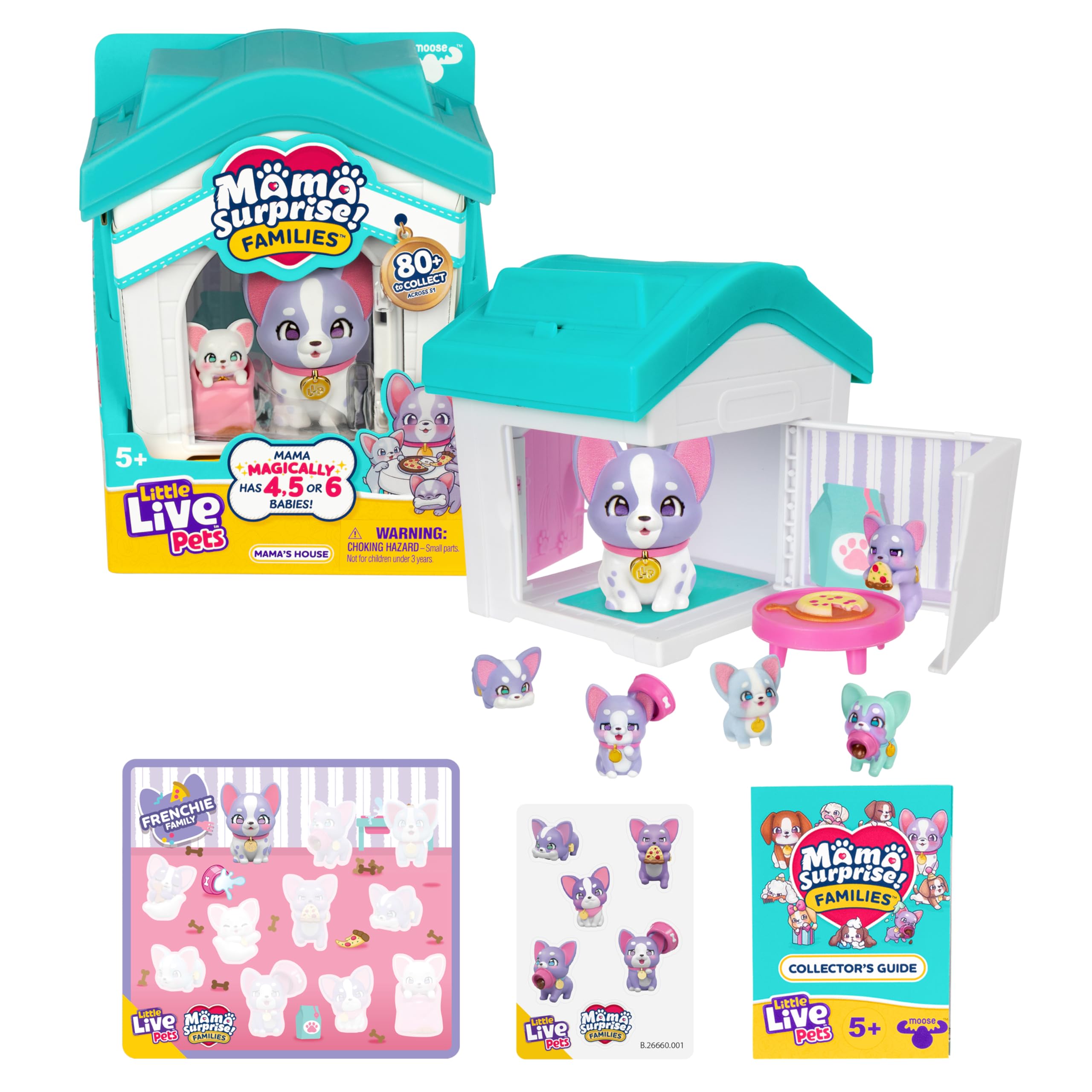 Little Live Pets Mama Surprise Families, Mama's House Frenchie & Spaniel Bundle, 2 Unique Houses & Puppies - Image 2