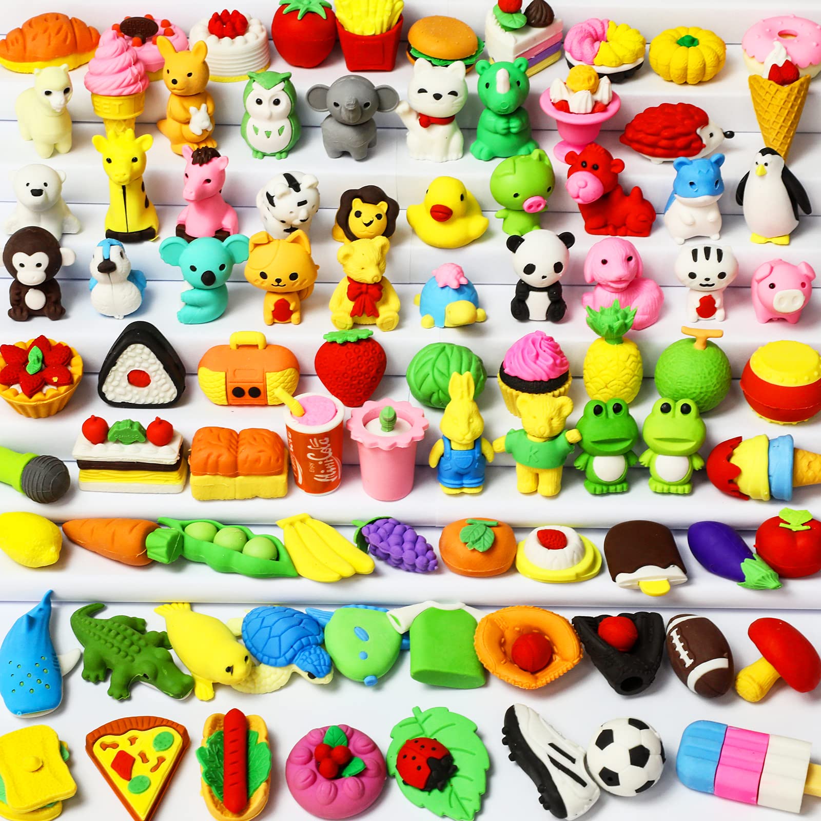Buy MGparty 100PCS Animal Pencil Erasers Bulk Take Apart Erasers 3D