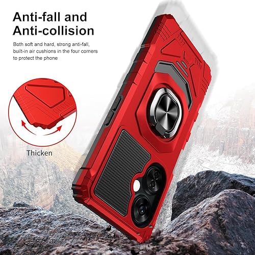Miniatura 5 de TJS Funda compatible con OnePlus Nord N30 5G, con protector de pantalla de vidrio templado, anillo de metal, soporte magnético resistente contra
