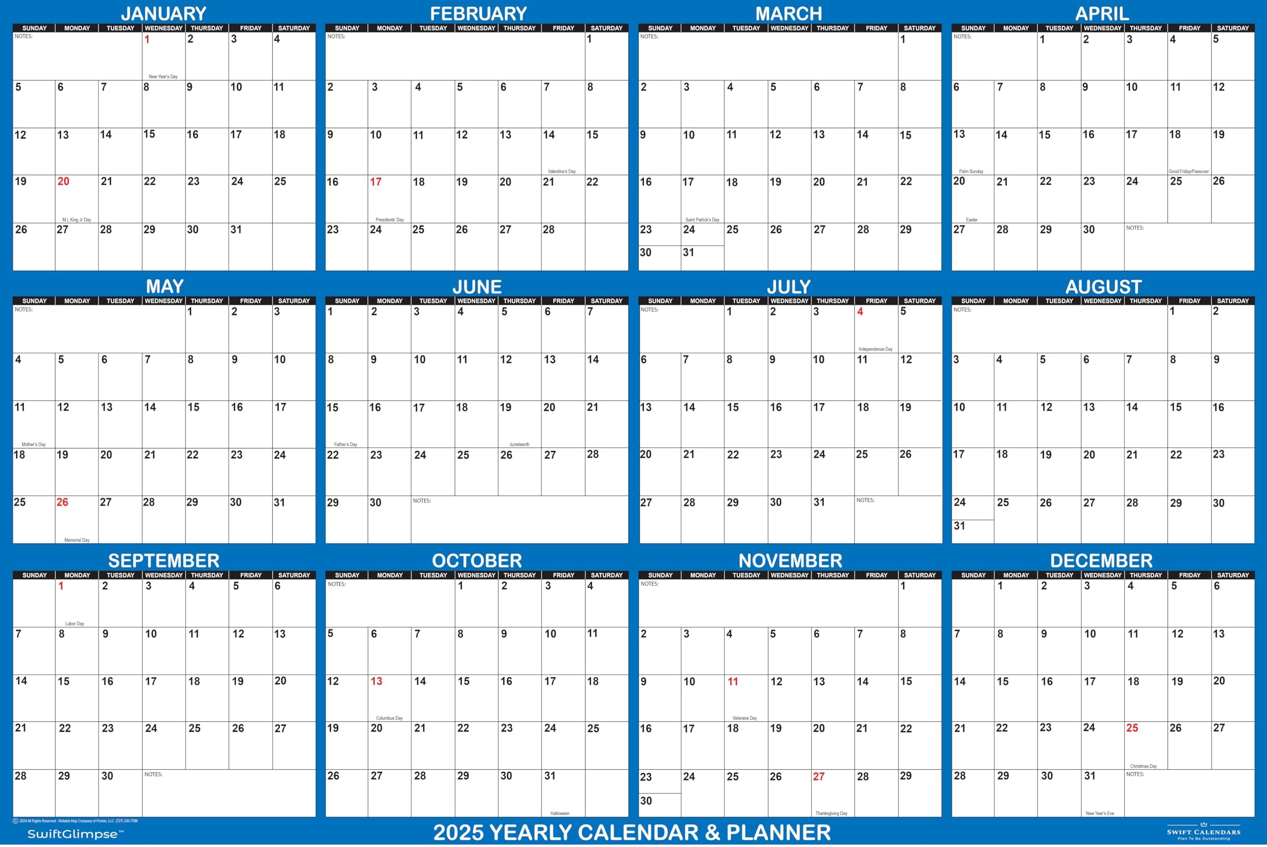 48" x 72" Erasable Wall Calendar