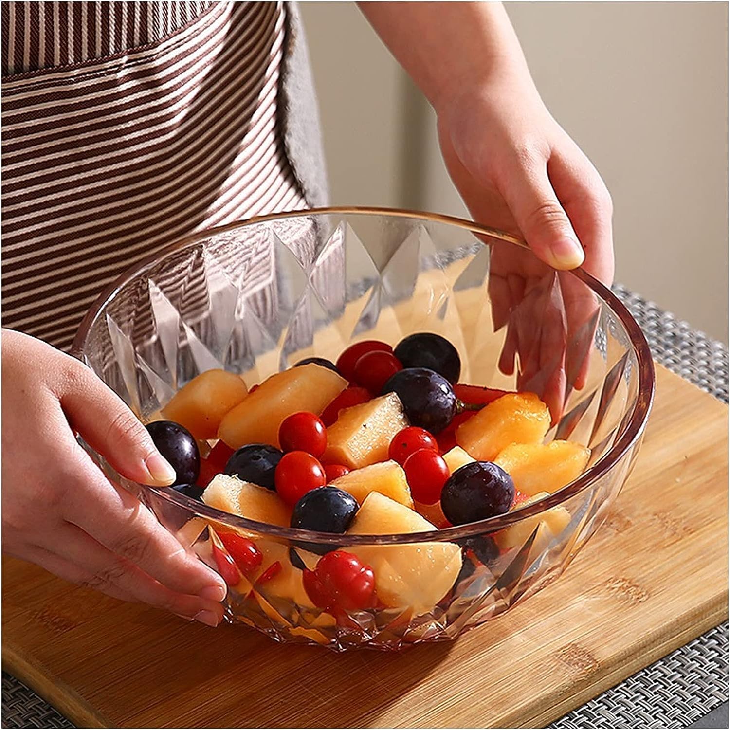 Saladier Bol à fruits, saladier, bols en verre Bol en verre transparent for la maison Plats à salade de fruits Réseau Dortoir Bol de riz rouge de nouilles instantanées Résistance aux bols à bonbons th