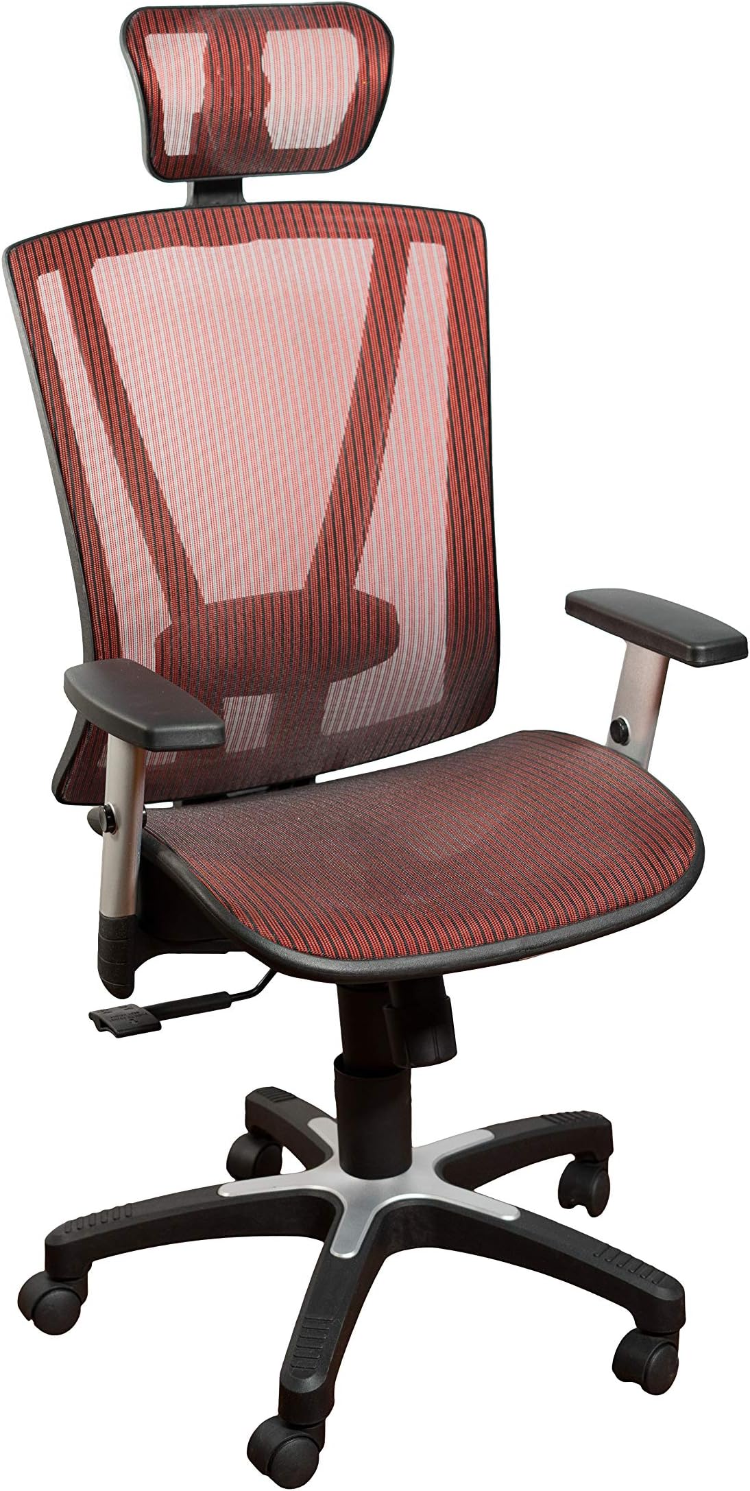 ErgoMax,MSH112RD Ergonomic Height Adjustable Home Office All Mesh Desk Chair, Lumbar Support & Back Relief Breathable Chair, 53 Inch Max, Red