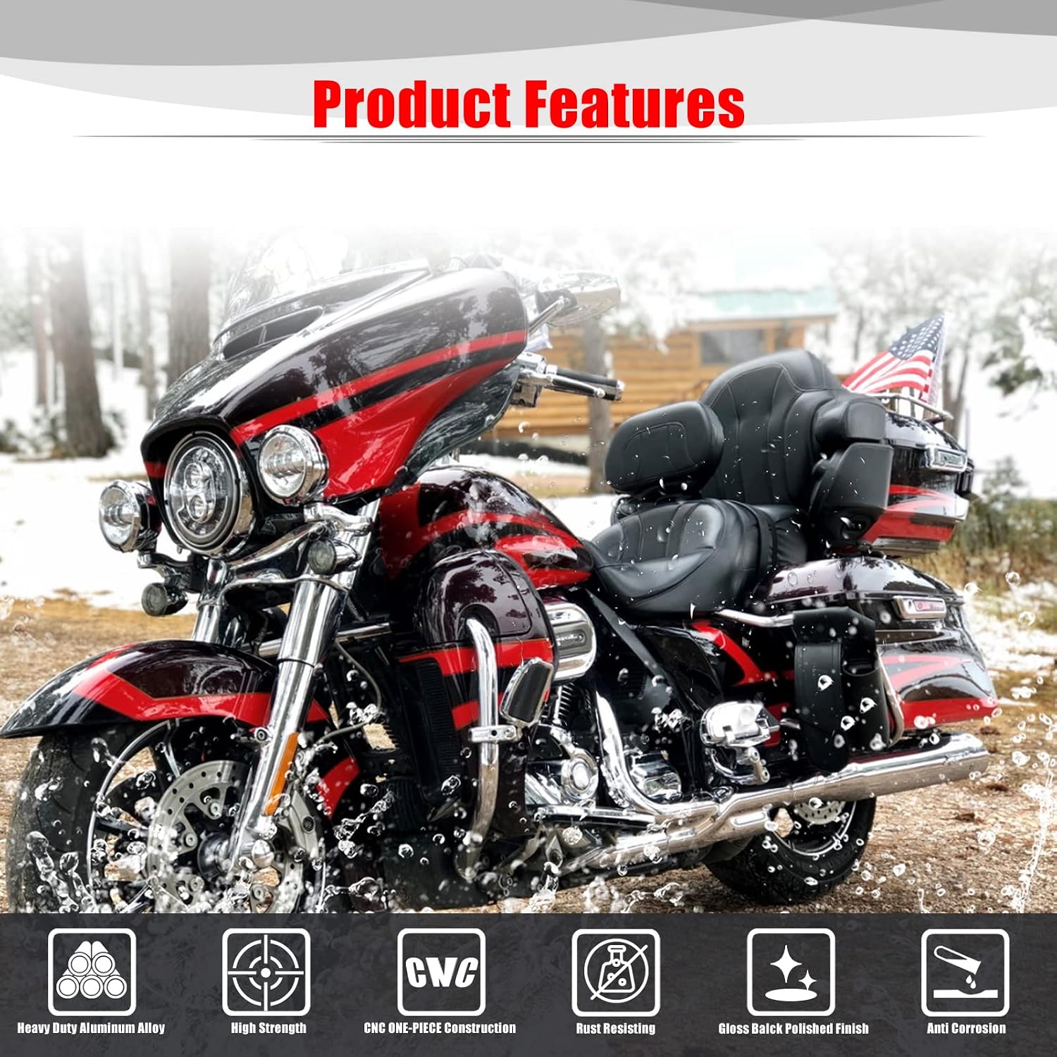 Goldfire Adjustable 1''-3'' Detachable Tour Pack Extend Relocator Kit Trunk Luggage Mounting Plate Rack for Harley Touring Road King,Electra Glide,Street Glide,Road Glide Trikes Tri Glide 2009-2013