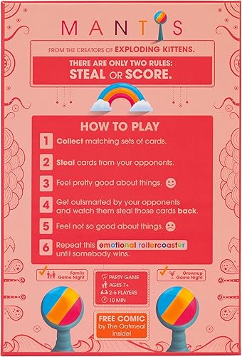 Miniatura 5 de Exploding Kittens Mantis 2-6 jugadores - Edades 7+ - 10 minutos para jugar - Juego de cartas de emparejamiento despiadado - Juego de fiesta, noche