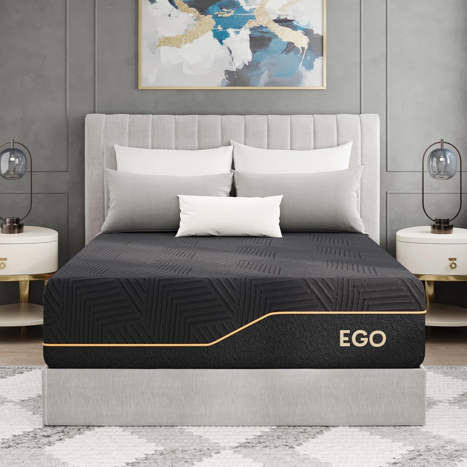 MLILY EGOHOME 14 Inch Hybrid King Size Mattress, Memory Foam Pocket Spring Mattress for Cooling Sleep, Bed in a Box, CertiPUR-US Certified, Pressure Relief, 76x80x14 Black