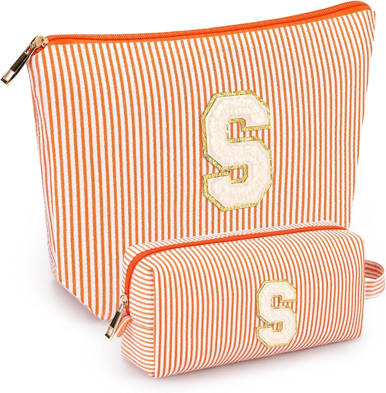 mibasies 2 Necessaires de Maquiagem com Zíper, Modelo S, Laranja