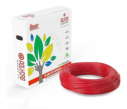 Polycab PVC Insulated 4mm Single Core Flexible Copper Wires and Cables for Domestic/Industrial Electric | Home Electric Wire | 90 Mtr | Electrical Wire | (Red)