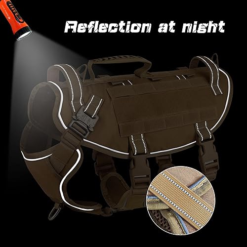Miniatura 3 de PET ARTIST Arnés táctico para perro, para entrenamiento de senderismo, arnés de chaleco antitirones para perros medianos y grandes, con bolsas y