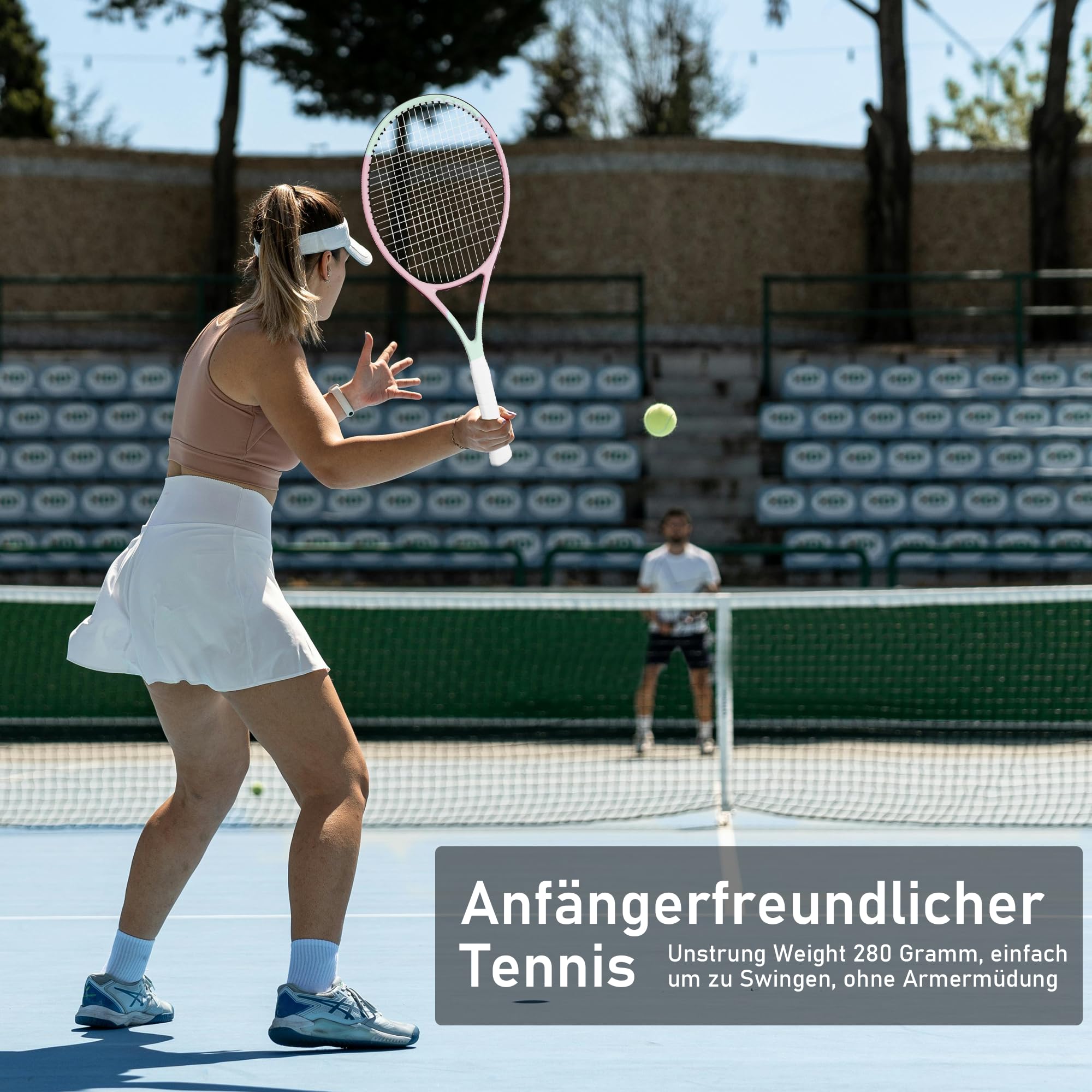 OGEENIER 27 Zoll 2 Player Tennisschläger Racket Set für Erwachsene Tennisschläger Damen Herren, für Anfänger mit 2 Griffband und 3 Bällen und 2 Tennis-Vibrationsdämpfer 1 Tennis Tasche