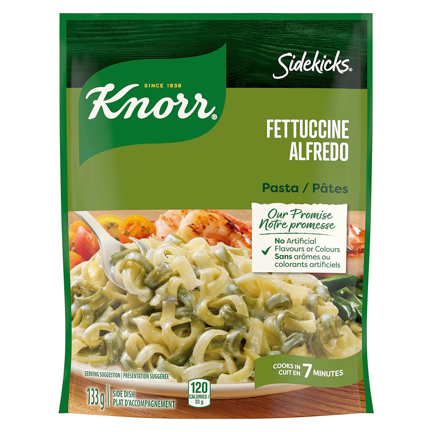 Knorr Sidekicks Pasta Fettucine Alfredo Side Dishes 133 Grams, 8ct Imported from