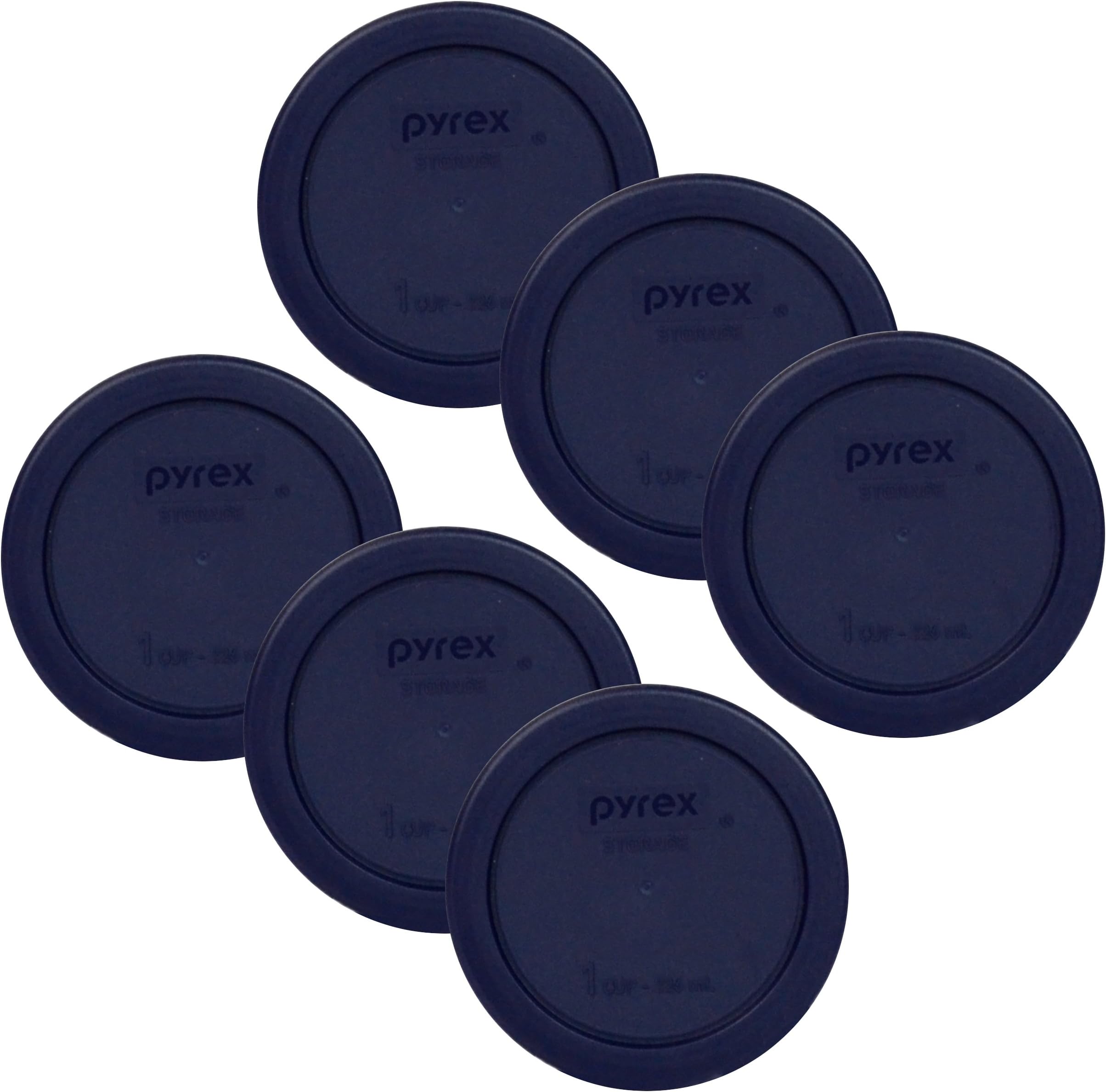 Pyrex 1 Cup Round Plastic Cover Lids, 6Pack, Dark Blue