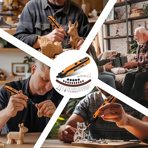 Miniatura 25 de HARDELL - Mini kit de herramienta rotatoria inalámbrica multiusos con 5 velocidades, carga USB y 61 accesorios, herramienta de 3.7 V para lijar